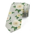 thumbnail image 1 of Vintage Necktie, Muted Tone Chrysanthemums, Dress Tie, 3.7", Coconut and Fern Green, by Ambesonne, 1 of 3