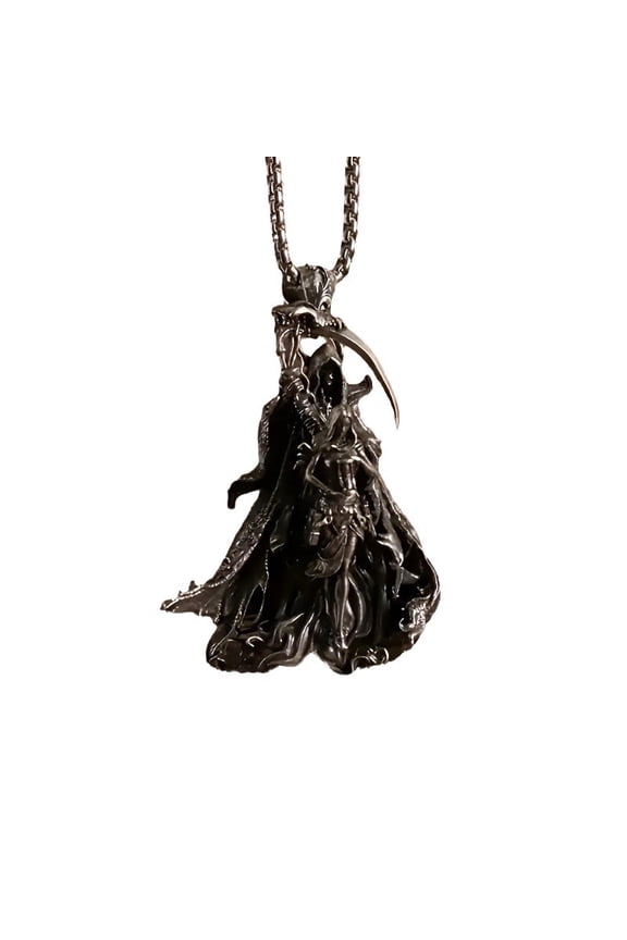 Vintage Necromancer Scythe Pendant Devil Her Necklace For Men Punk Hip Hop Rock Gothic Halloween Jewelry Gifts With For You Jewelry Fashion Accessories Creative Gift