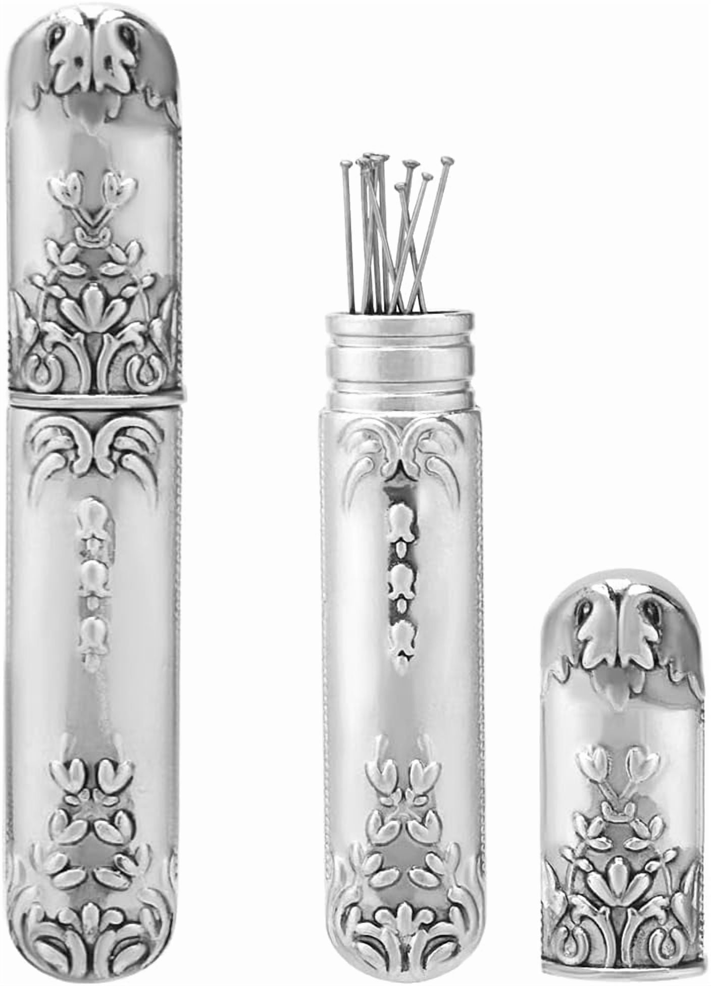 Needle Storage Accessory Vintage Needle Storage Case Antique Silver Needles Tubes Toothpick ...