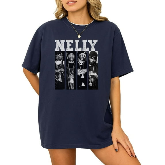 Vintage Nelly T-Shirt, Nelly Shirt, 90s Hip Hop Graphic Tee, Oversized Rap Music Shirt, Streetwear Fan Gift for Men & Women,Navy Color,Size XL
