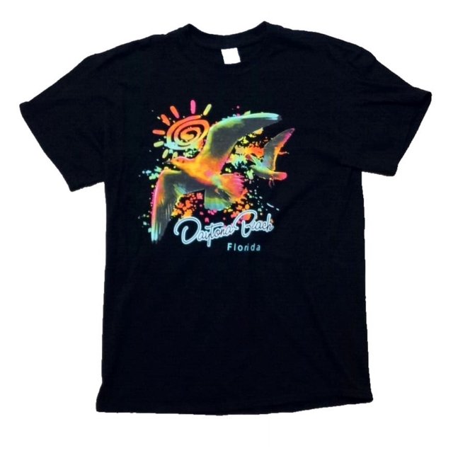 Vintage Neon Daytona Beach TShirt 80s90s Spring Break Black Med
