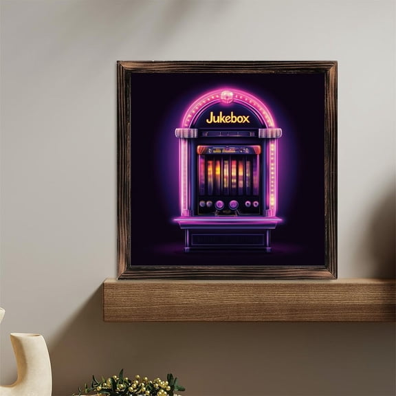 Vintage Neon Jukebox Wooden Sign Wall Plaque - Vintage Art Decoration, Wall Decoration - Ideal Gift For Home Decoration, Living Room, Bathroom, Bedroom, Garden, Dining, Bar, Cafe, Festival Party De