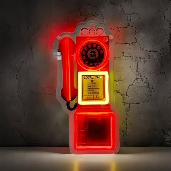 Vintage Neon Wall Telephone Decor - Retro Style, USB Powered, Switch Control, Ideal for Clothing Stores, Bars, And Window Displays, Neon Signs