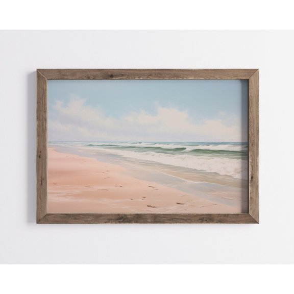 Vintage Neutral Beach Coastal Landscape Decor Wall Art
