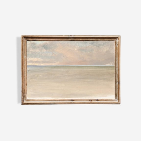 Vintage Neutral Beach Soft Coastal Landscape Tonal Wall Art Rustic Seascape Calm Sea Wall Art Decor