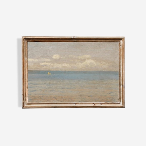 Vintage Neutral Beach Soft Coastal Landscape Tonal Wall Art Rustic Seascape Calm Sea Wall Art Decor