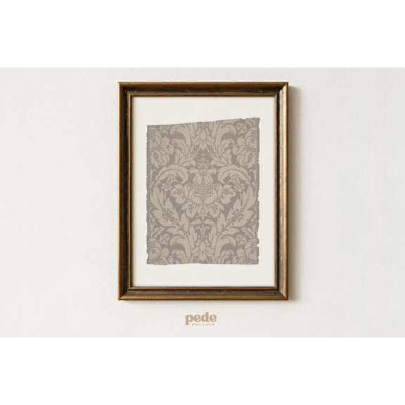 Vintage Neutral Damask Woven Tapestry Poster