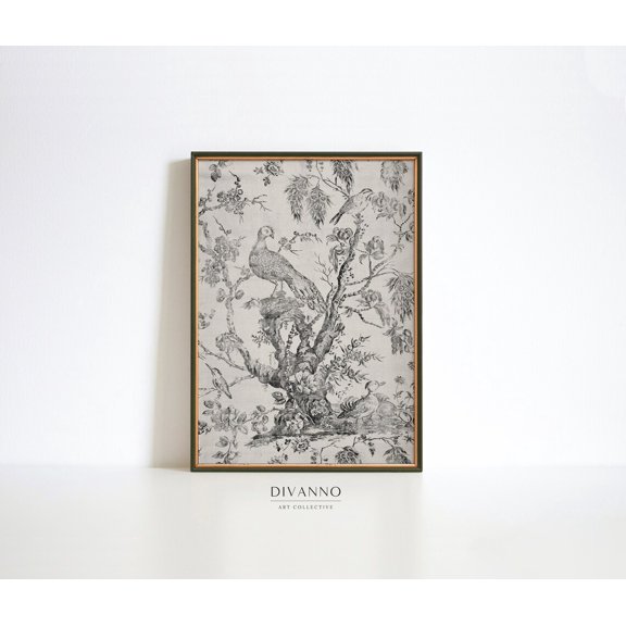 Vintage Neutral Tapestry Pattern Poster, Stretched Size 8x12