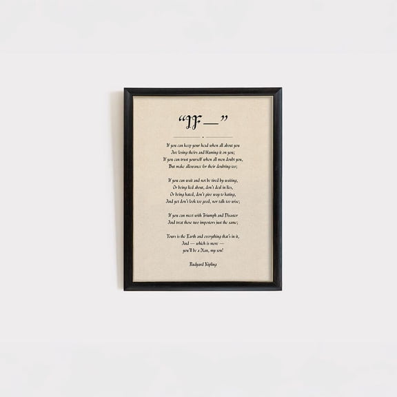 Vintage Neutral Typographic Poem Poster Classic Rudyard Kipling, Unframed Poster