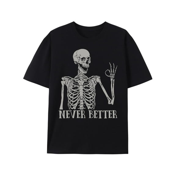 Vintage Never Better Skull Skeleton Graphic Tee Shirts for Women Short Sleeve Tops Tshirts Aesthetic Clothing