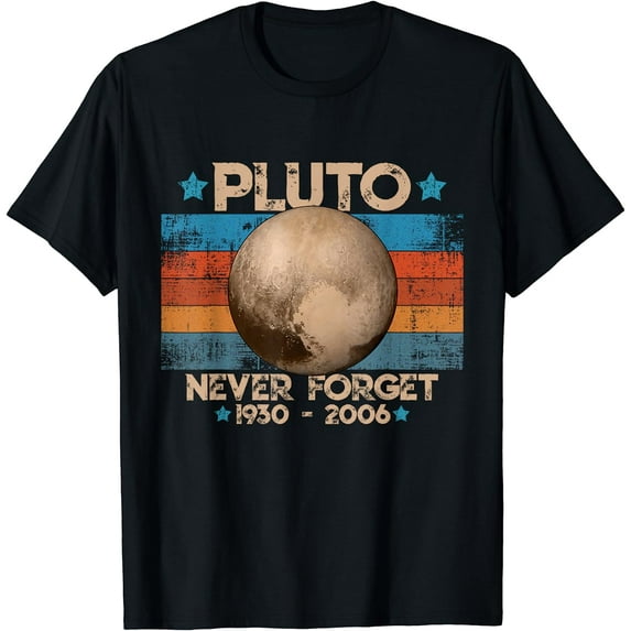 Vintage Never Forget Pluto Nerdy Astronomy Space Science T-Shirt Black 4X-Large