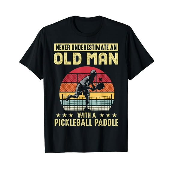 Vintage Never Underestimate An Old Man Pickleball Paddle T-Shirt