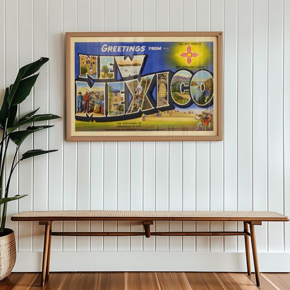 Vintage New Mexico Postcard Wall Art Greetings From New Mexico Art