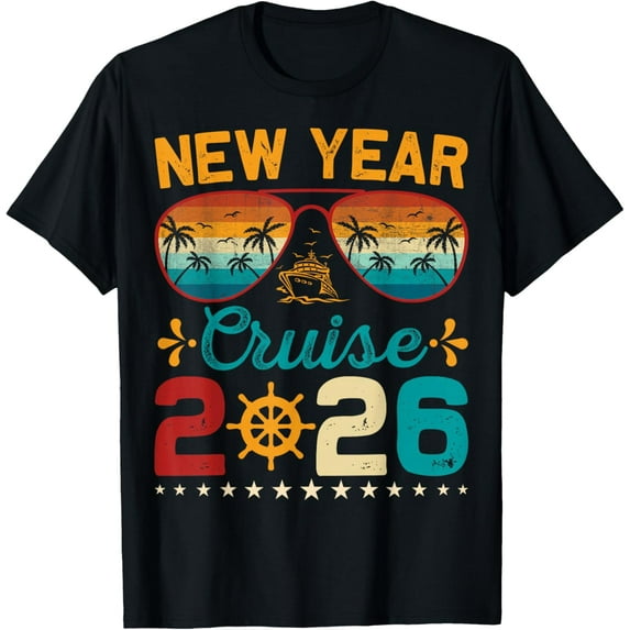 Vintage New Year Cruise 2026 Family Matching NYE Celebration T-Shirt Shirts
