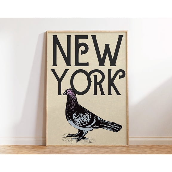 Vintage New York Art Print Pigeon Poster New York State Poster Minimalist New York Art Nyc Pigeon Print 1 Print Wall Art, Modern Wall Decor, 8x12 UNFRAMED
