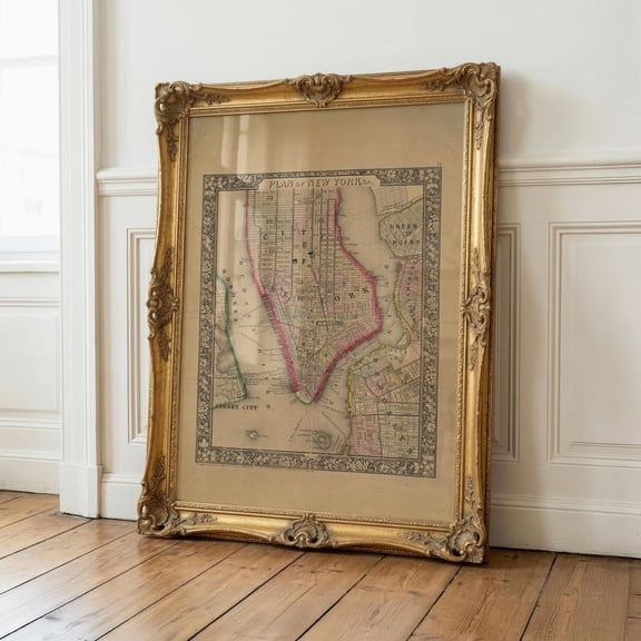 Vintage New York City Map Antique NYC Poster