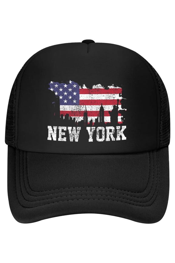 Vintage New York City NYC Skyline USA Flag America Gift Baseball Cap