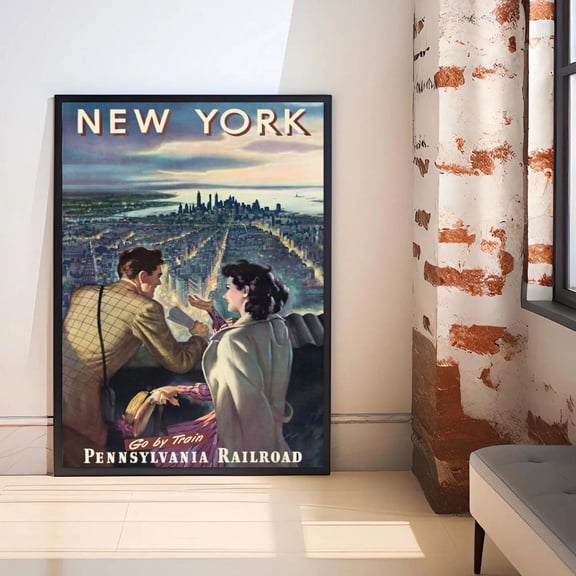 Vintage New York City Pennsylvania Railroad Train Poster Unframed Paper Print