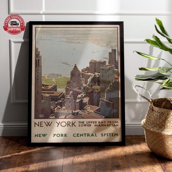Vintage New York City Retro Manhattan Skyline Travel Decor, Unframed Poster