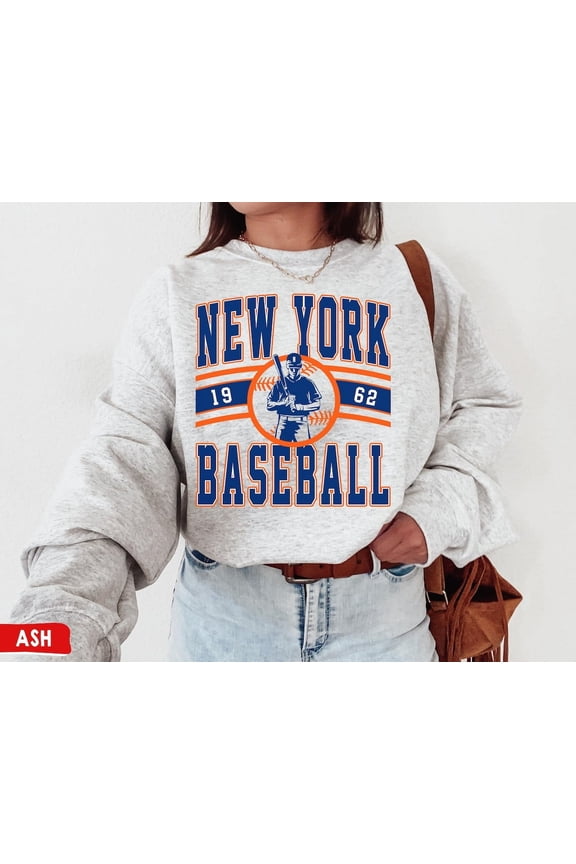 Vintage New York Crewneck Sweatshirt, Mets Baseball Shirt,Ash color,size M