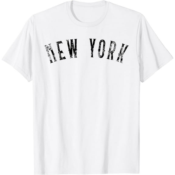 Vintage New York Distressed Black Text NY Apparel T-Shirt