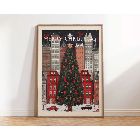 Vintage New York Festival Tree Wall Art Poster Size 24''x36''-Gategoo