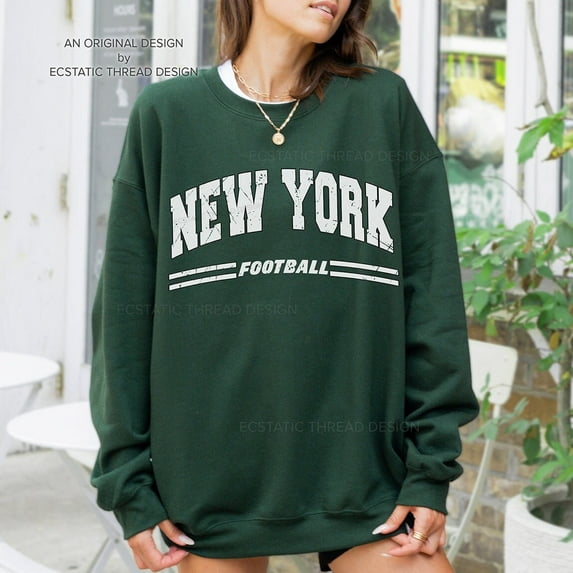 Vintage New York Football Sweatshirt, NY Shirt, Forest Green Color, Size S
