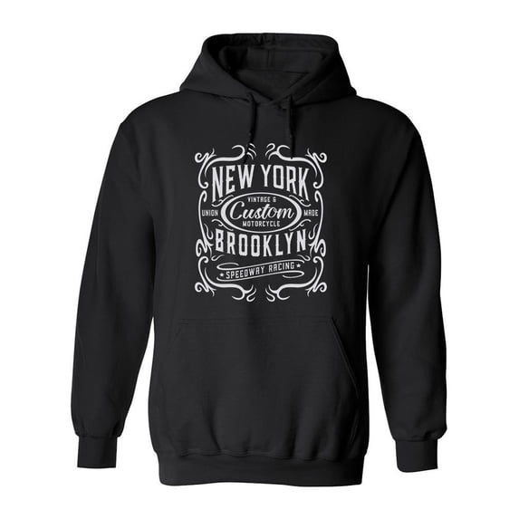 Vintage New York Motorcycle Hoodie Men - Men Hoodie, Black, Medium