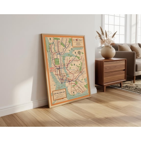 Vintage New York Subway Map Poster Unframed Paper Print