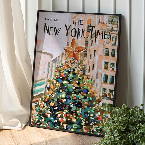Vintage New York Times Tree Poster: Festivewall Art, Unframed Canvas Size 8x12