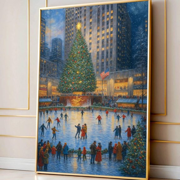 Vintage New York Winter Tree Wall Art Print, Unframed Paper Poster 8x10in
