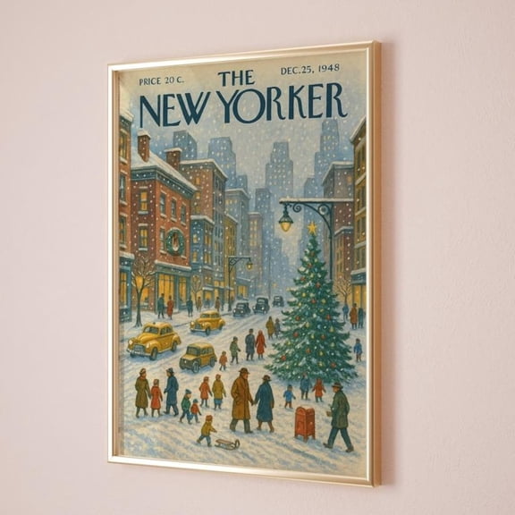 Vintage New Yorker Cover Poster 1948, Vintage New York Street,, Unframed Poster Size 24x36