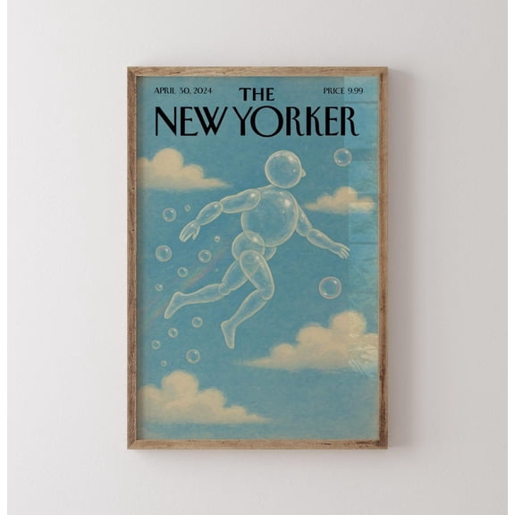 Vintage New Yorker Cover Poster, Cloud Sky Art Poster, Retro Fall Aesthetic Poster For Cozy Living Room & Decor,Trendy Home Decor UNFRAMED Poster, Wall Art for Decor, Present, 16x24