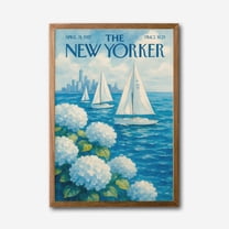 Vintage New Yorker Sailing Poster Canvas Wall Art  Nautical Cityscape Decor