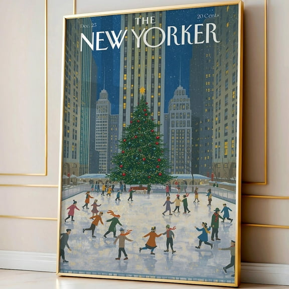 Vintage New Yorker Winter Cover Poster, Nyc Scene Wall Art, Retro Seasonal Home Print UNFRAMED Poster, 8x12