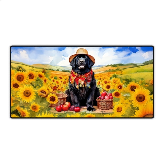 Vintage Newfoundland Says Hello Mother's Day Summer Sunflower Field Desk Mat Full Keyboard Mouse Pad Newfie Dog Lover Gifts Large Mousepad - 12005