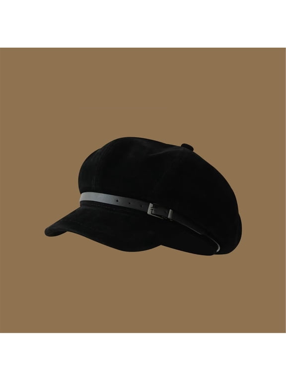 Vintage Newsboy Hats Women's Octagonal Hat Cabbie Baker Visor Beret Hat (Black One Size)