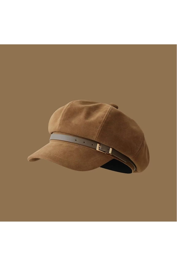 Vintage Newsboy Hats Women's Octagonal Hat Cabbie Baker Visor Beret Hat (Khaki One Size)