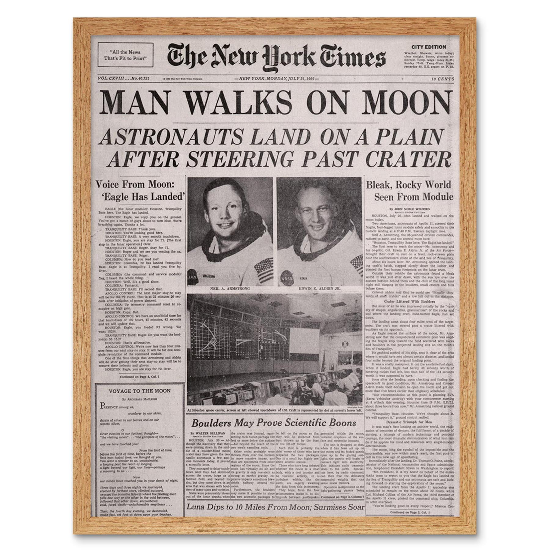 未使用★AmeriUND SPACE NEWSPAPER PRINT TOP★ Vintage Newspaper Article Space Astronauts Walk on Moon