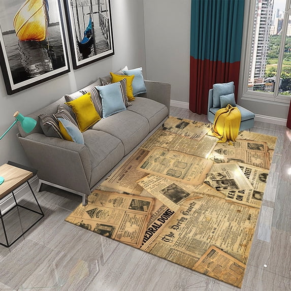 Vintage Newspaper Carpet for Kitchen Hall Hallway Carpet Bathroom Entrance Non-slip Area Mat Bedroom Living Room r Floor Rug