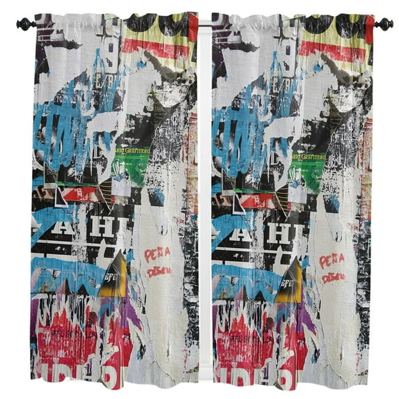 Vintage Newspaper Curtains For Living Room Kitchen Curtain Bedroom Decorative Window Treatments Home Essentials Drapes