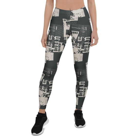 Vintage Newspaper Leggings Size: XS for Women | FIERCEPULSE