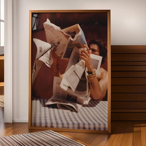 Vintage Newspaper Man Poster Retro Editorial Photography Poster, Unframed Poster Size 24x36