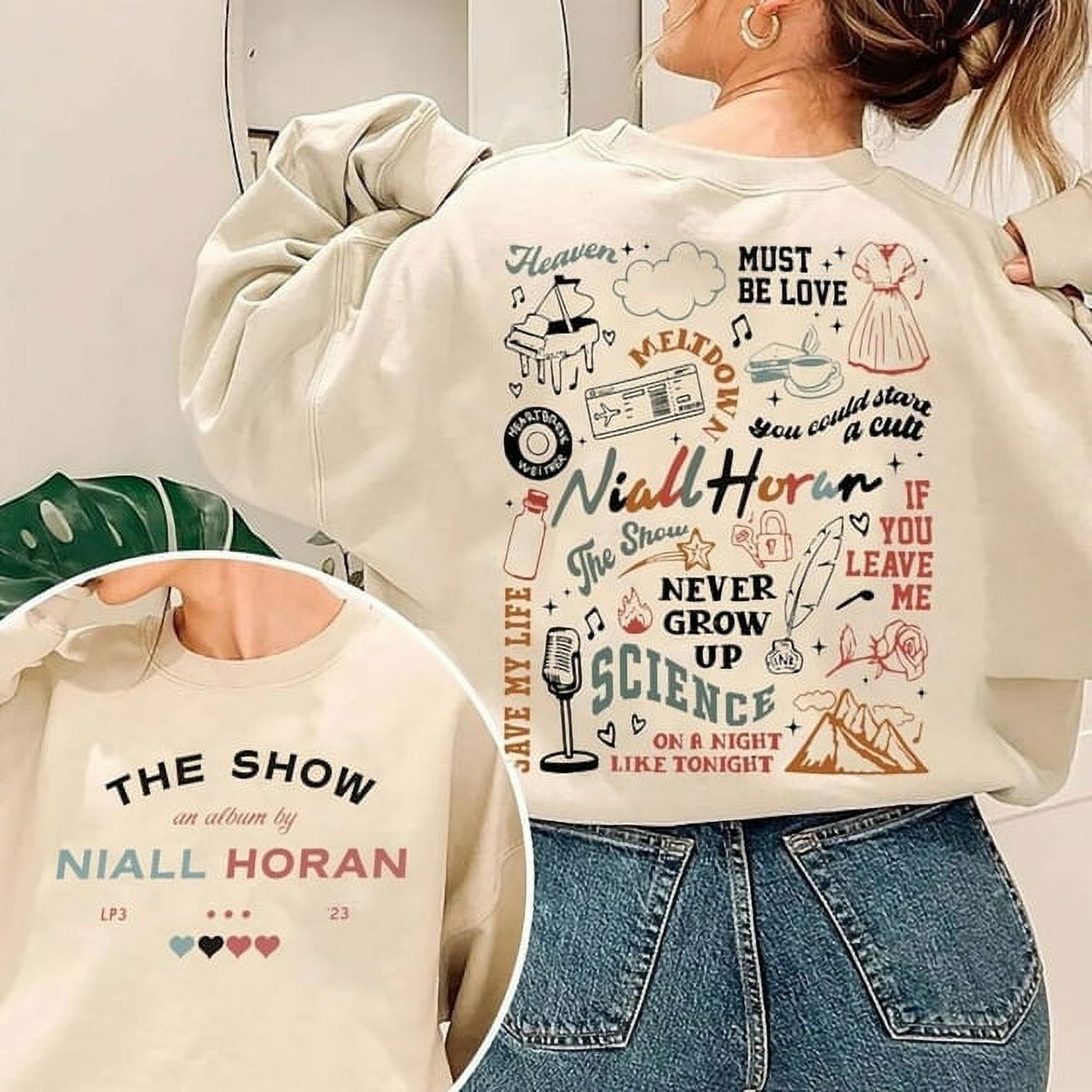 Vintage Niall Horan 2 Sides Sweatshirt The show Live on Tour 2024 Shirt Niall Horan Sweater Niall Horan Fans Shirt Music Tour 2024 Shirt Sand Color size L Walmart