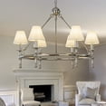 thumbnail image 1 of Vintage Nickel Chandelier 6-Light Classic Pendant Fixture Elegant Interior Lighting With White Shades For Dining Room Living Room, 1 of 8