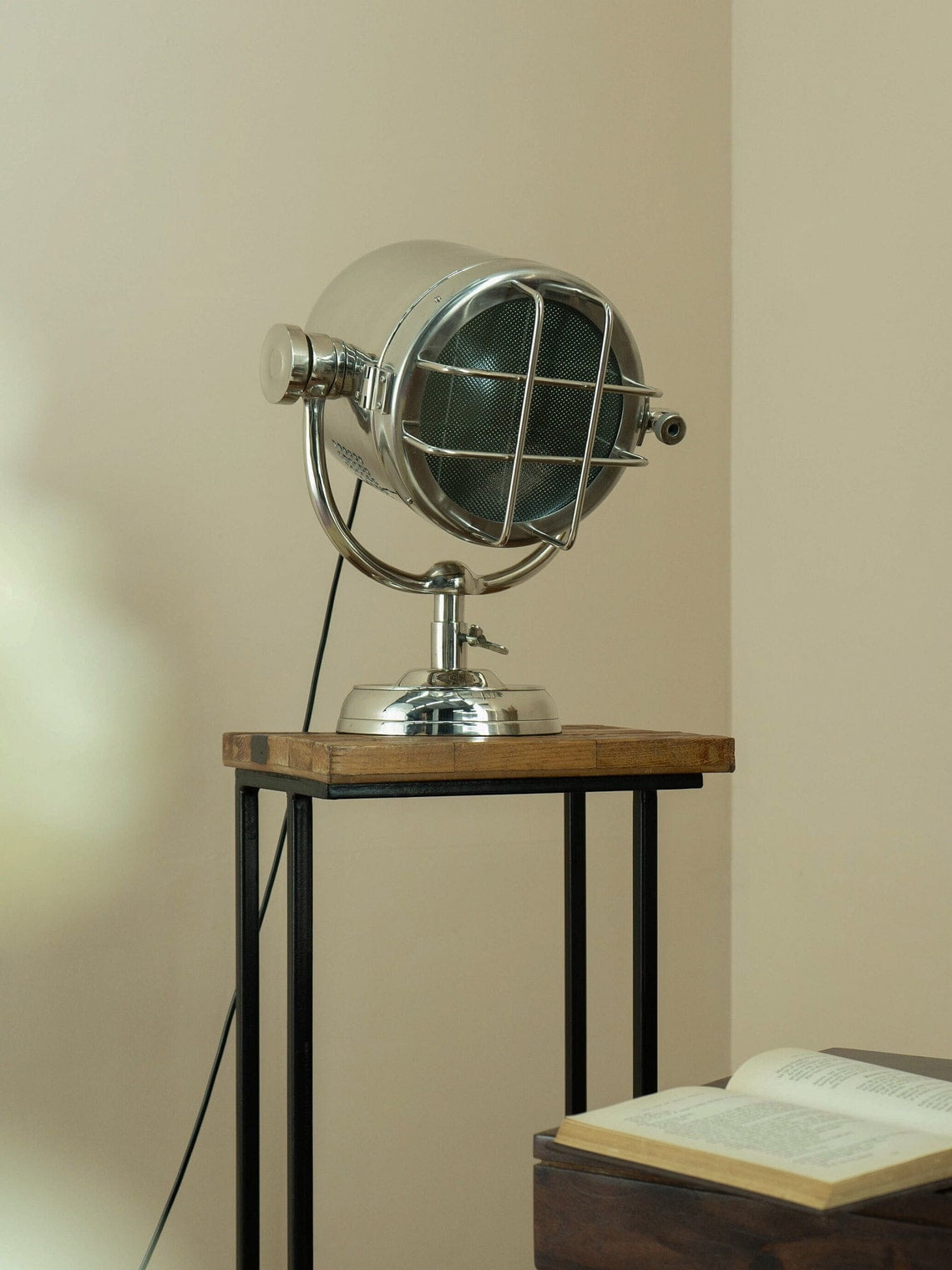 Vintage Nickel Spotlight Table Lamp – Handmade Adjustable Retro