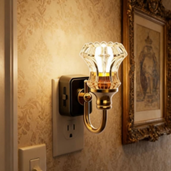 Vintage Night Lights Plug Into Wall, Flower Candle LED Plug in Night Light, Decorative Nights Lights Plugs Into Wall, Retro Soft Warm Plug-in Walls Nightlight for Adults, Bedroom, Bathroom (1Pcs)