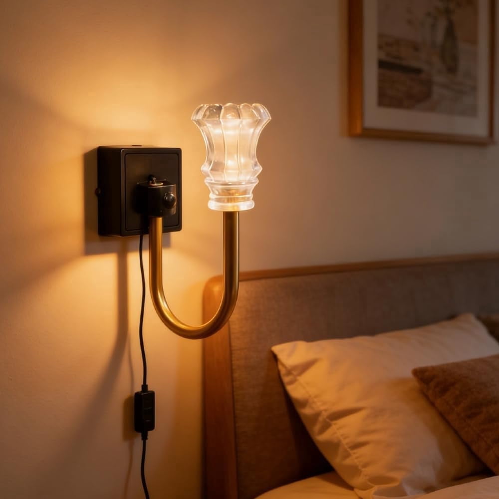 Vintage Night Lights Plug Into Wall, Flower Candle LED Plug in Night Light, Decorative Nights Lights Plugs Into Wall, Retro Soft Warm Plug-in Walls Nightlight for Adults, Bedroom, Bathroom(wwx)