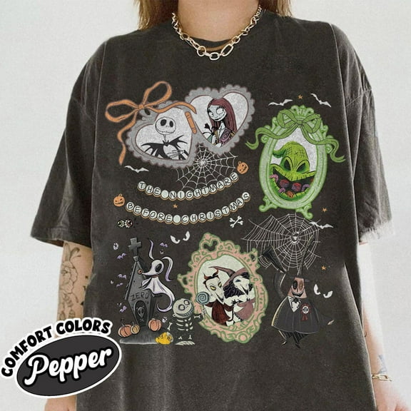 Vintage Nightmare Before Holiday Coquette Shirt, Disney Coquette Bow Shirt, Disney Costume Party,Oogie Boogie Bash 2025,Jack Skellington Sally, S-5Xl Shirt