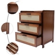 thumbnail image 1 of Vintage Nightstand with 3 Drawer, Bamboo End Table with 3 Mesh Storage Drawers Sofa Side Table Bedside Table for Small Spaces, Bedroom, Living Room (Dark Brown), 1 of 18